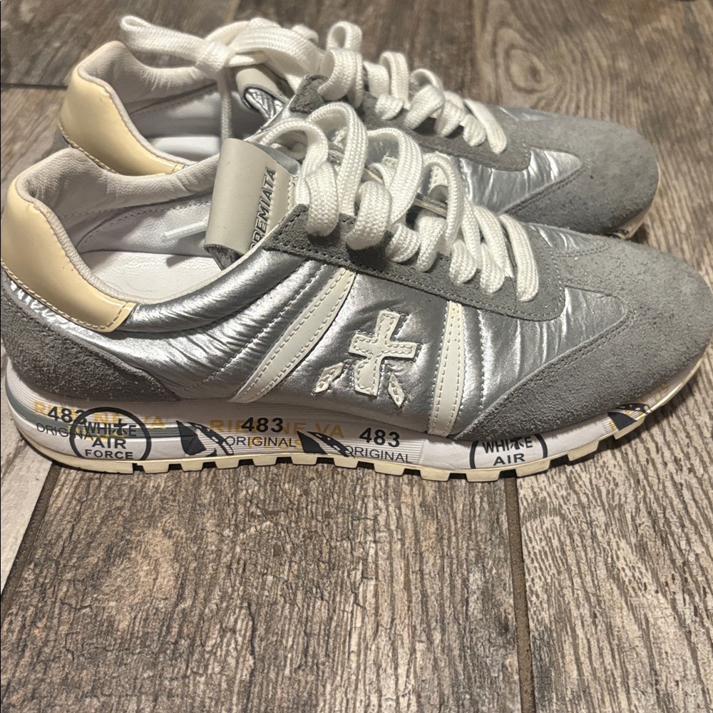 Premiata Silver and White Casual Sneakers - Picture 2 of 6